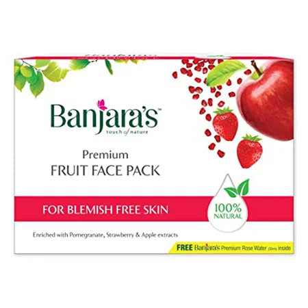 Banjaras Fruit Face Pack 100 gm | Pomegrante, Strawberry & Apple Extract | For Blemish Free Skin Banjaras Fruit Face Pack 100 gm | Pomegrante, Strawberry & Apple Extract | For Blemish Free Skin